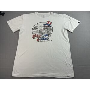 Quiksilver Mens Large Skeleton Graphic Tee Good Vibes Patriotic Surf Beach Shirt
